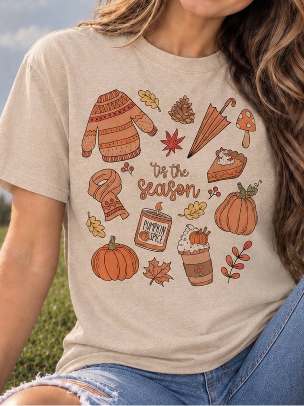 Seasonal Autumn Graphic Tee Fall October Pumpkins
